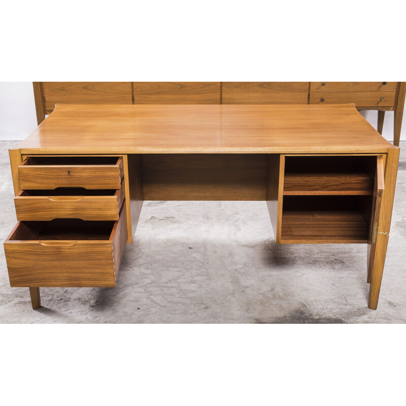 Vintage walnut desk by Wilhelm Renz, 1960s