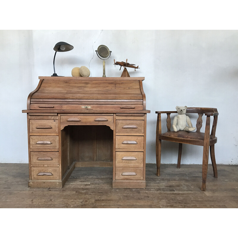 Vintage American oak desk, 1900