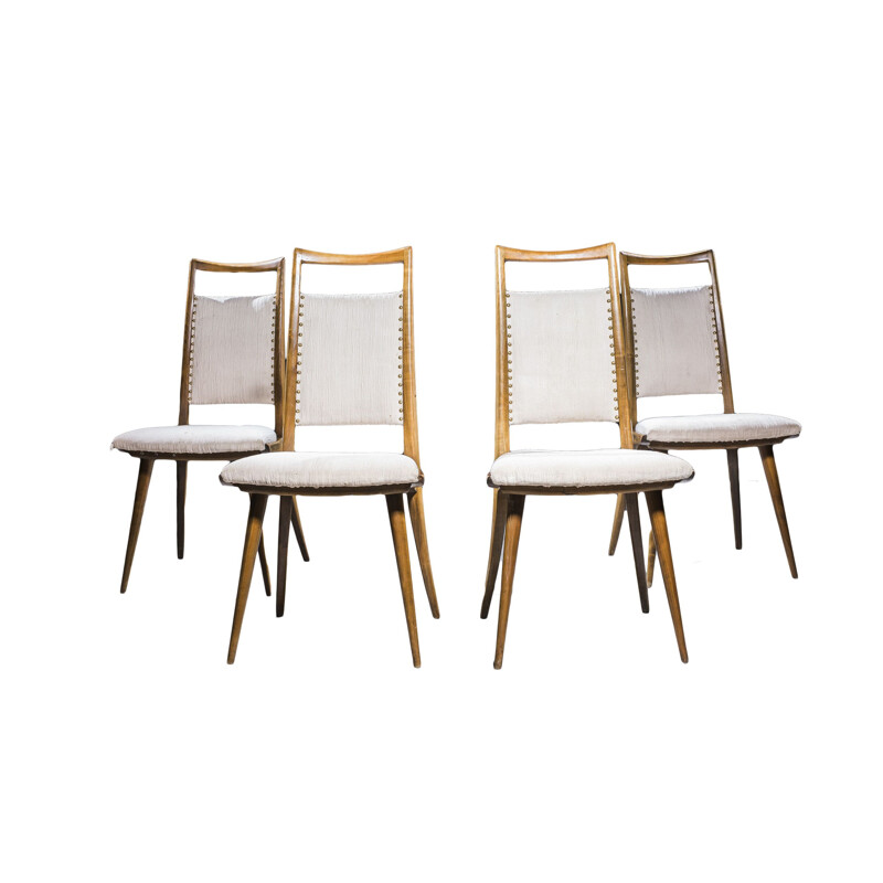Ensemble de 4 chaises vintage en bois de merisier, 1960, 