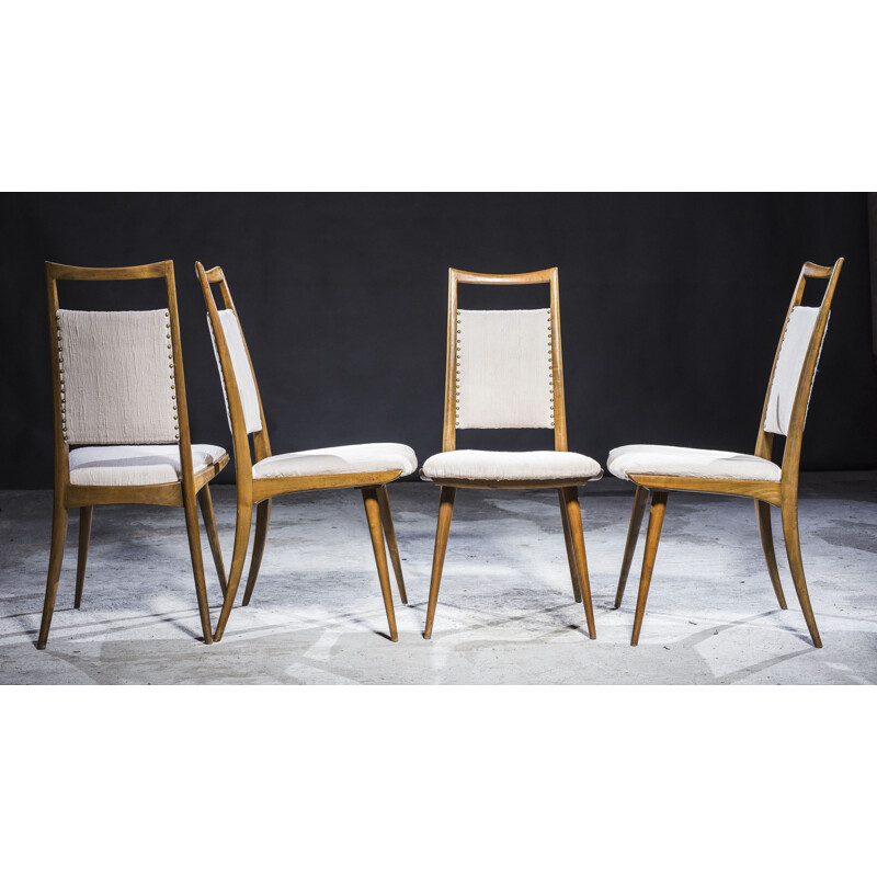 Set of 4 vintage dining chairs in cherrywood, 1960s, 