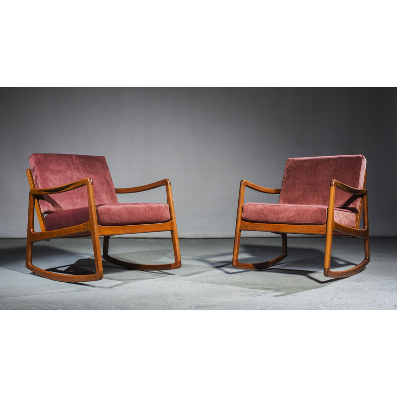 Pair of vintage teak "Senator" rocking chairs by Ole Wanscher for France & Daverkosen, 1951