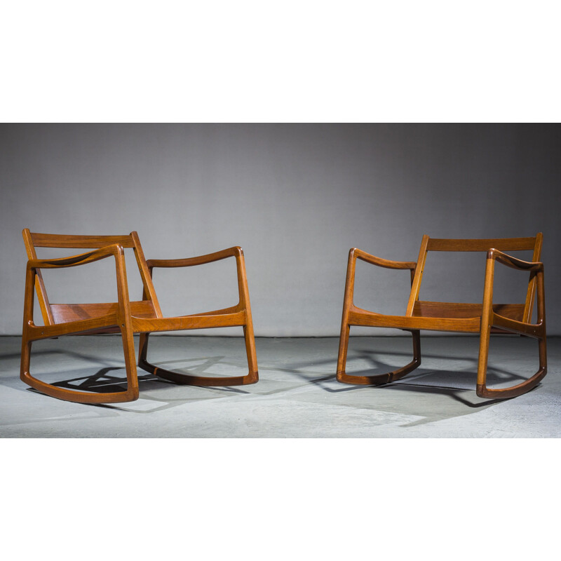 Pair of vintage teak "Senator" rocking chairs by Ole Wanscher for France & Daverkosen, 1951