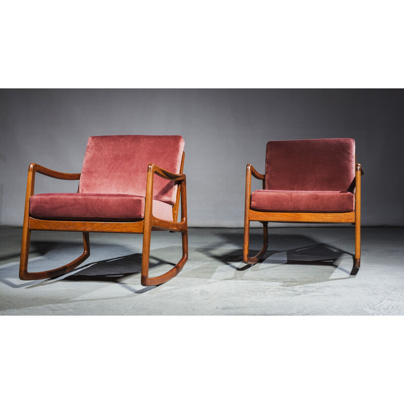 Pair of vintage teak "Senator" rocking chairs by Ole Wanscher for France & Daverkosen, 1951