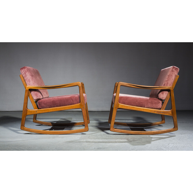 Pair of vintage teak "Senator" rocking chairs by Ole Wanscher for France & Daverkosen, 1951