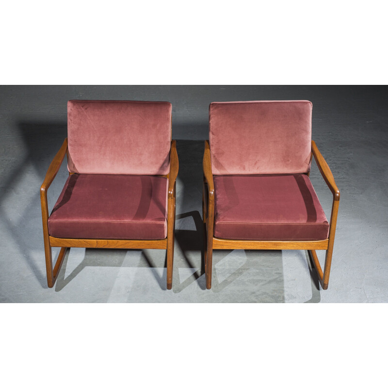 Pair of vintage teak "Senator" rocking chairs by Ole Wanscher for France & Daverkosen, 1951