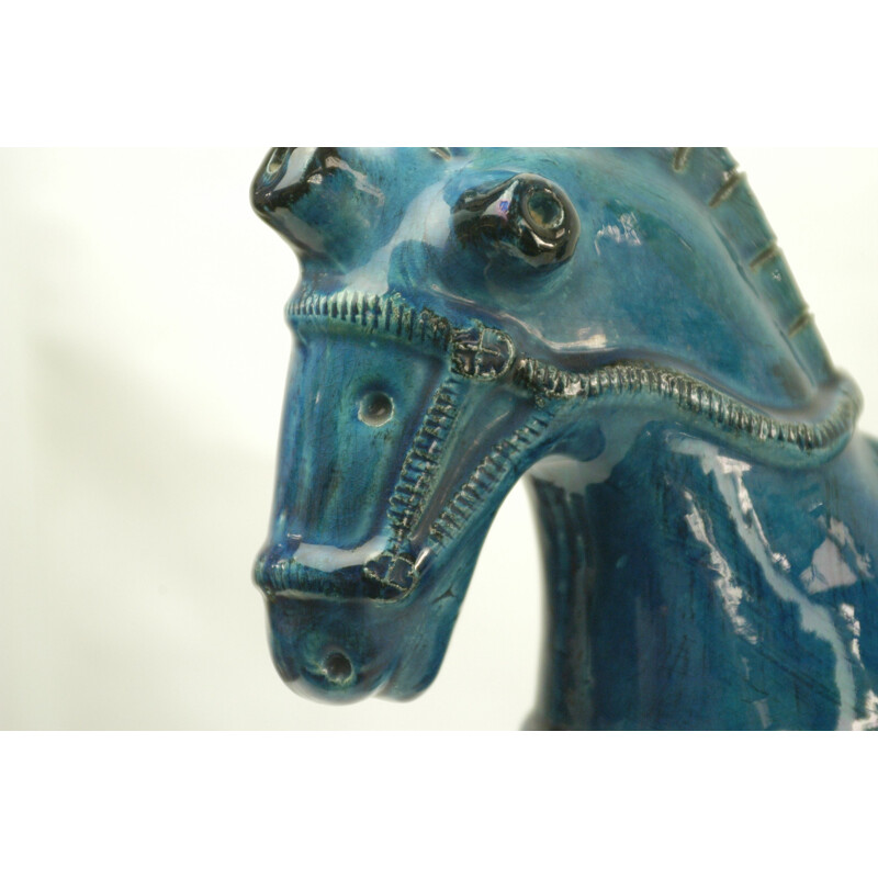 Pair of vintage Rimini blue horses by Aldo Londi, 1960