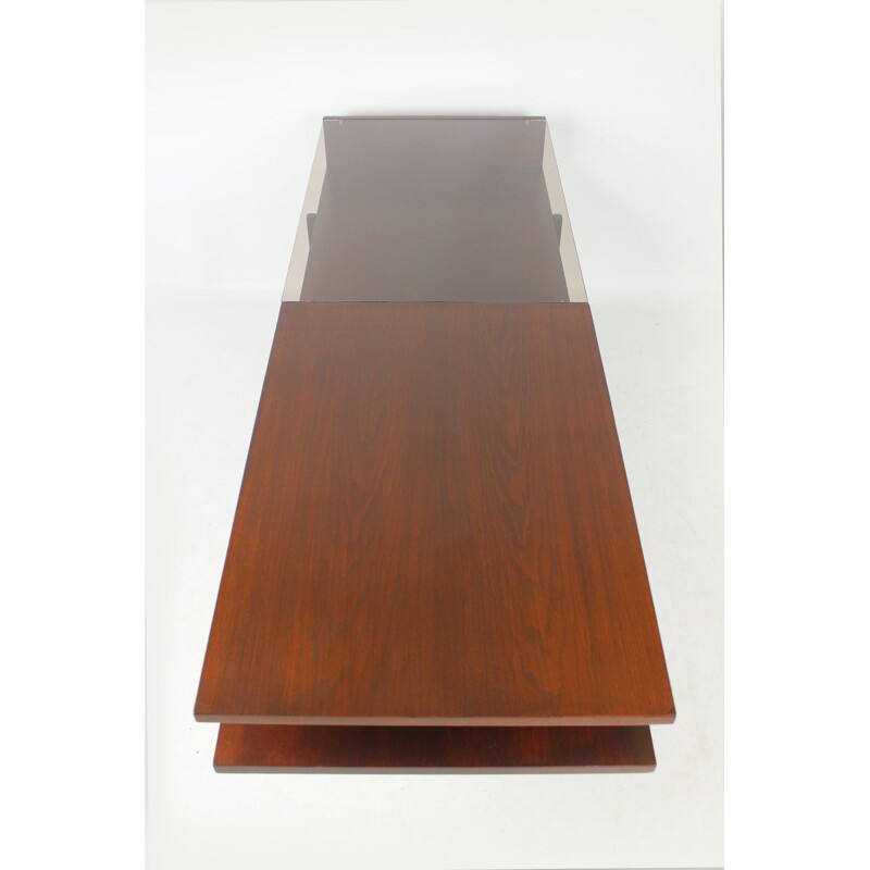 Vintage coffee table with glass top, 1970