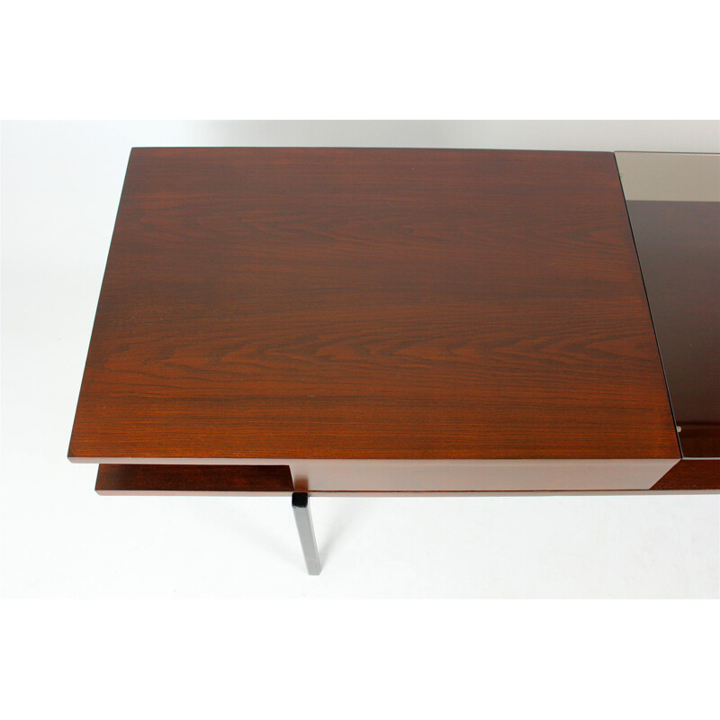 Table basse vintage avec dessus en verre, 1970