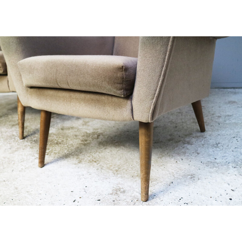 Pair of vintage velour armchairs, 1960