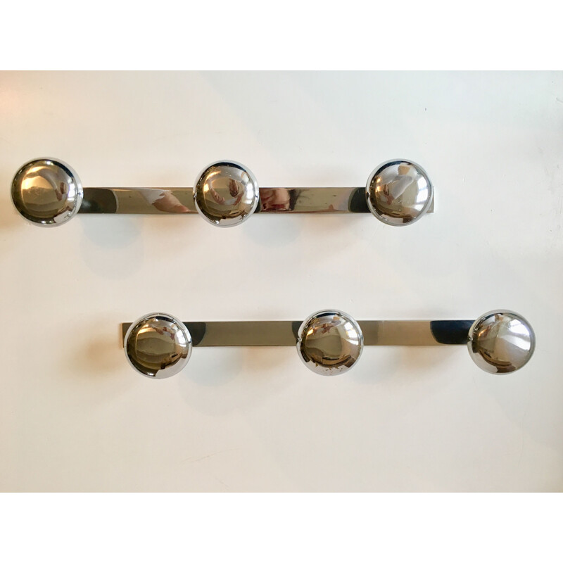 Pair of vintage chrome coat hangers 