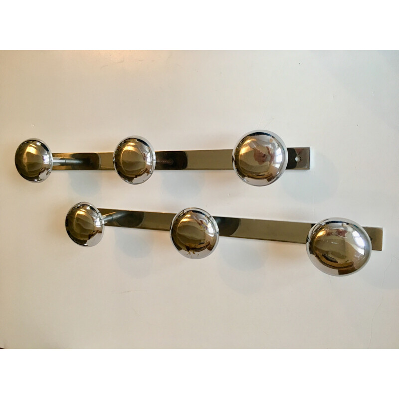 Pair of vintage chrome coat hangers 