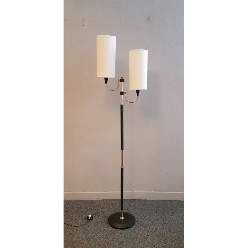 Vintage metal and brass floor lamp, 1950s