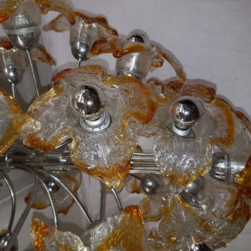 Vintage "Flower" glass chandelier by Mazzega, 1970s