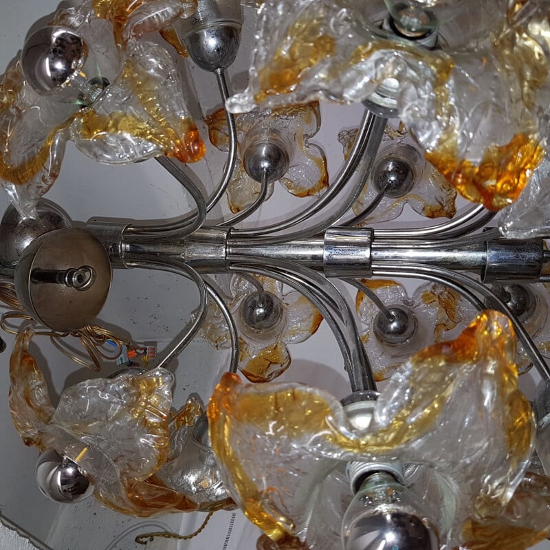Vintage "Flower" glass chandelier by Mazzega, 1970s