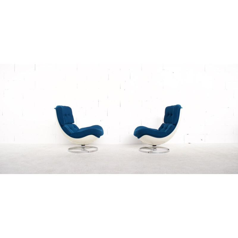 Set of 2 vintage swivel armchairs by Michel Cadestin, Airborne publisher, 1970