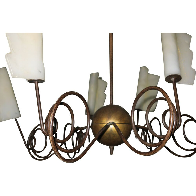 Vintage gilded metal and Murano glass chandelier by Jean-Francois Crochet for Terzani