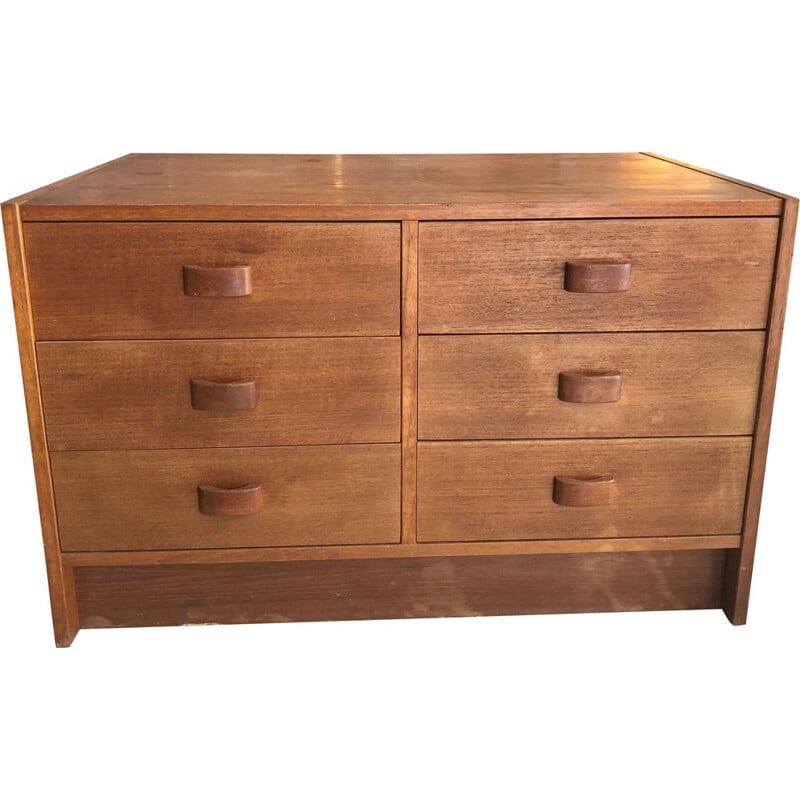 Vintage wooden chest of drawers by Domino Möbler, Denmark, 1960S