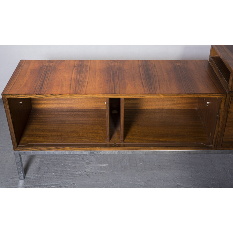 Large rosewood vintage desk with pulpit and sideboard, 1960s