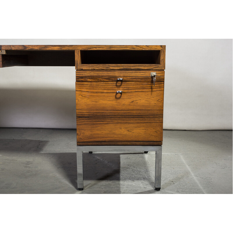 Large rosewood vintage desk with pulpit and sideboard, 1960s