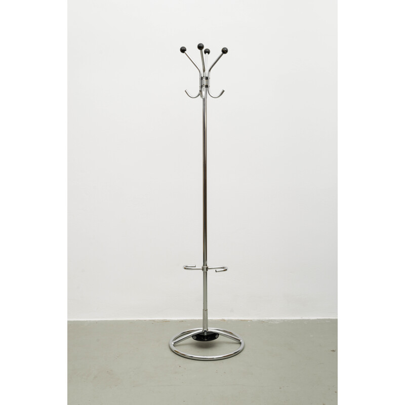 Czechoslovak chromed steel coat rack - 1960s