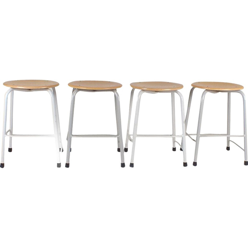 Set of 4 stools with grey base by Presikhaaf, 1960s