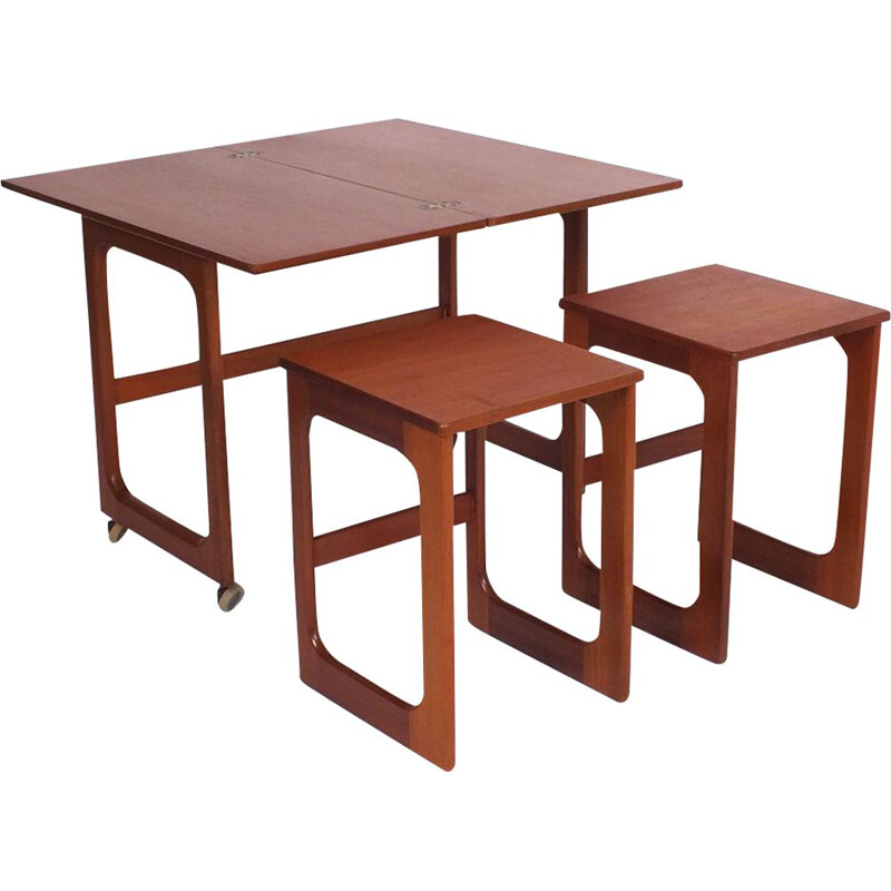 Vintage nesting tables with fold out table by McIntosh