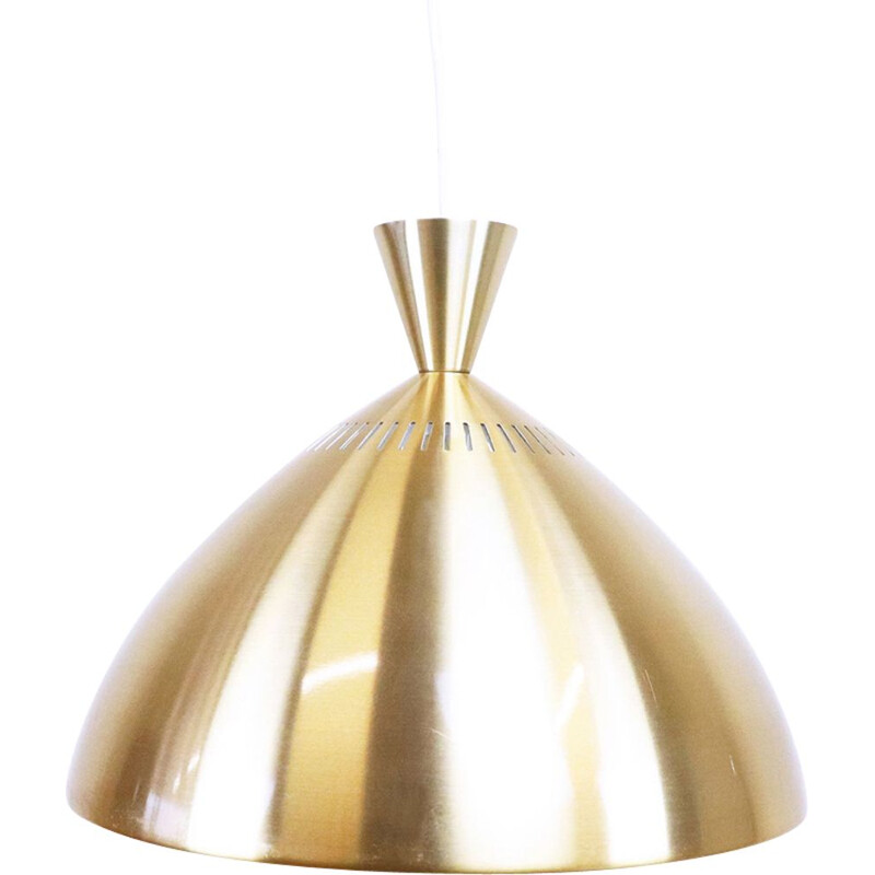 Vintage gilded metal pendant lamp, Sweden 1960