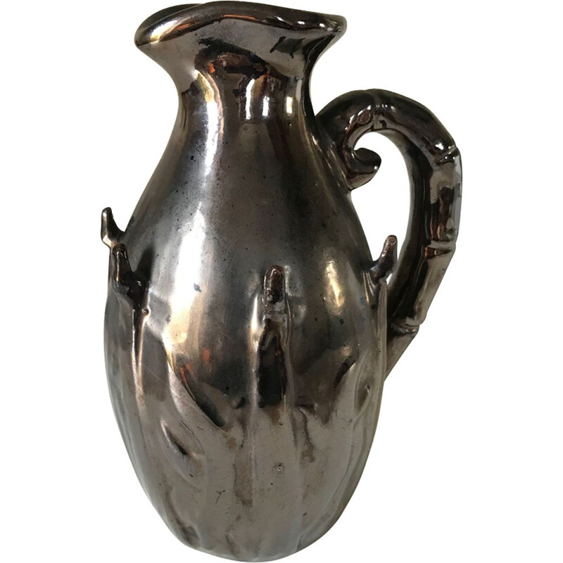 Vintage iridescent ceramic pitcher, 1960