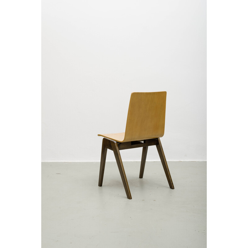 Functionalist vintage chair in plywood - 1960s