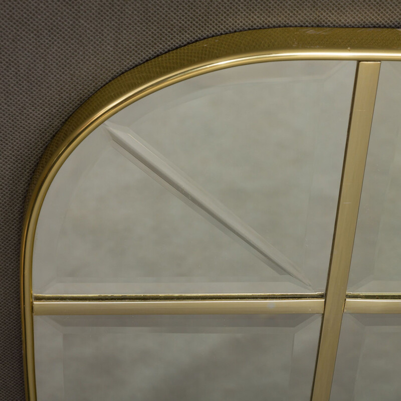 Italian brass vintage mirror with engraved edges, 1970s