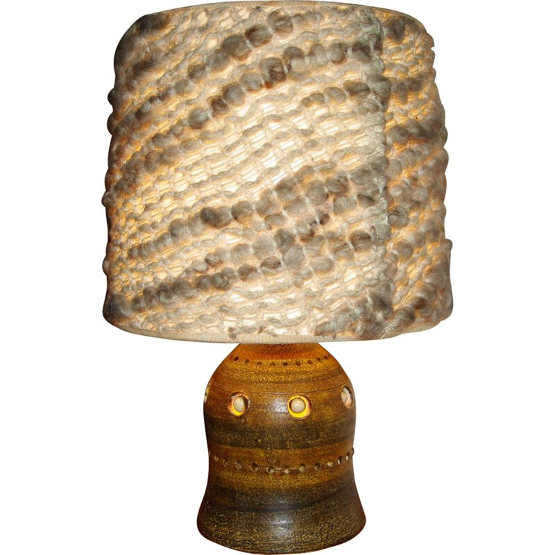 Lampe vintage en céramique et laine de Georges Pelletier, 1950