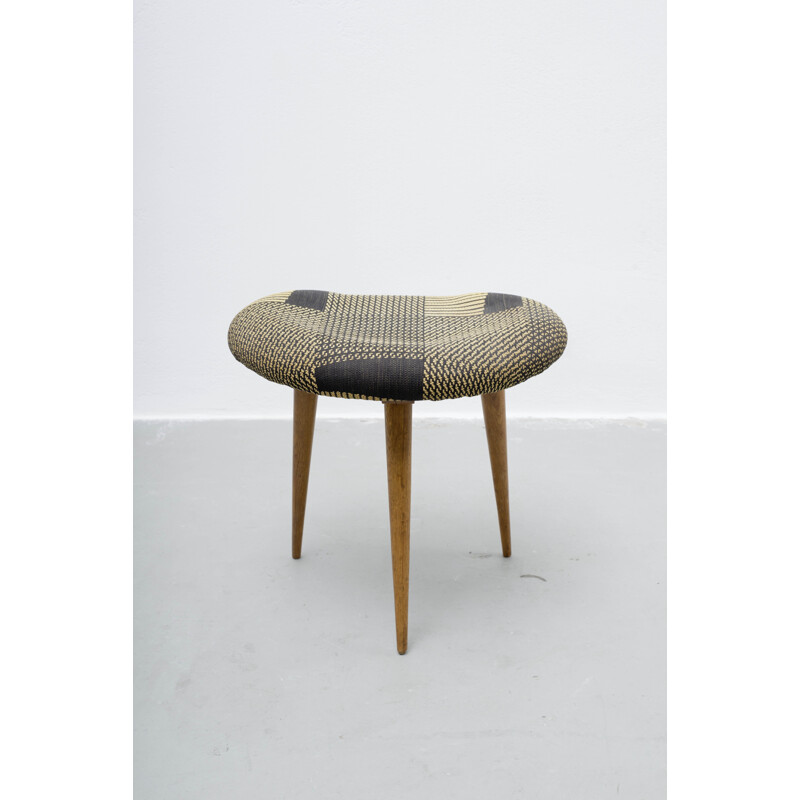 Vyvoj tripod stool in wood and fabric, Miroslav NAVRATIL - 1960s