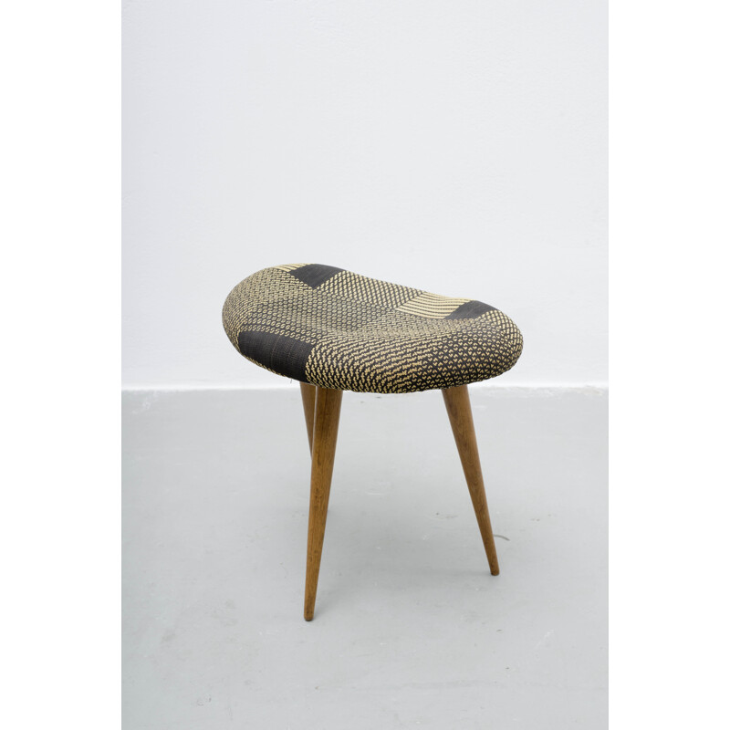 Vyvoj tripod stool in wood and fabric, Miroslav NAVRATIL - 1960s