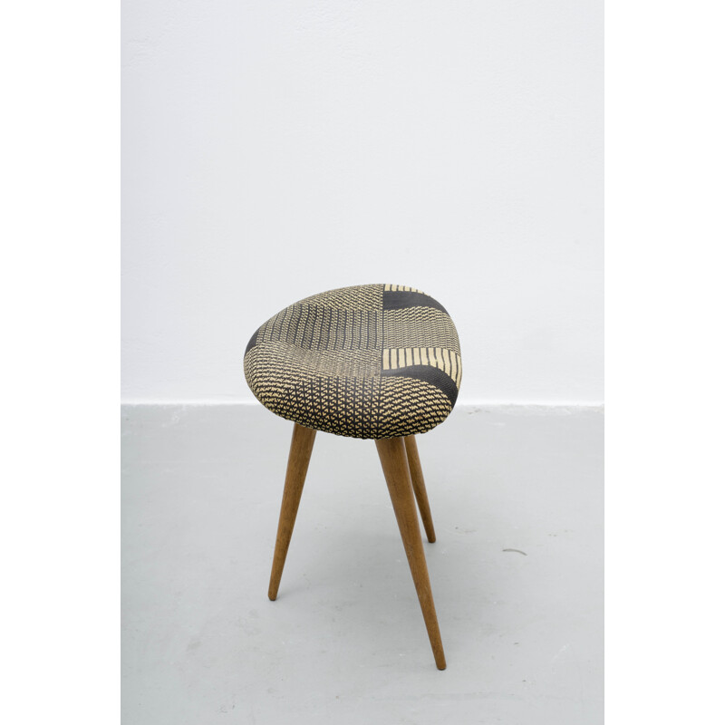 Vyvoj tripod stool in wood and fabric, Miroslav NAVRATIL - 1960s
