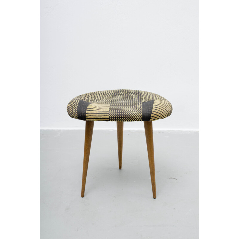 Vyvoj tripod stool in wood and fabric, Miroslav NAVRATIL - 1960s