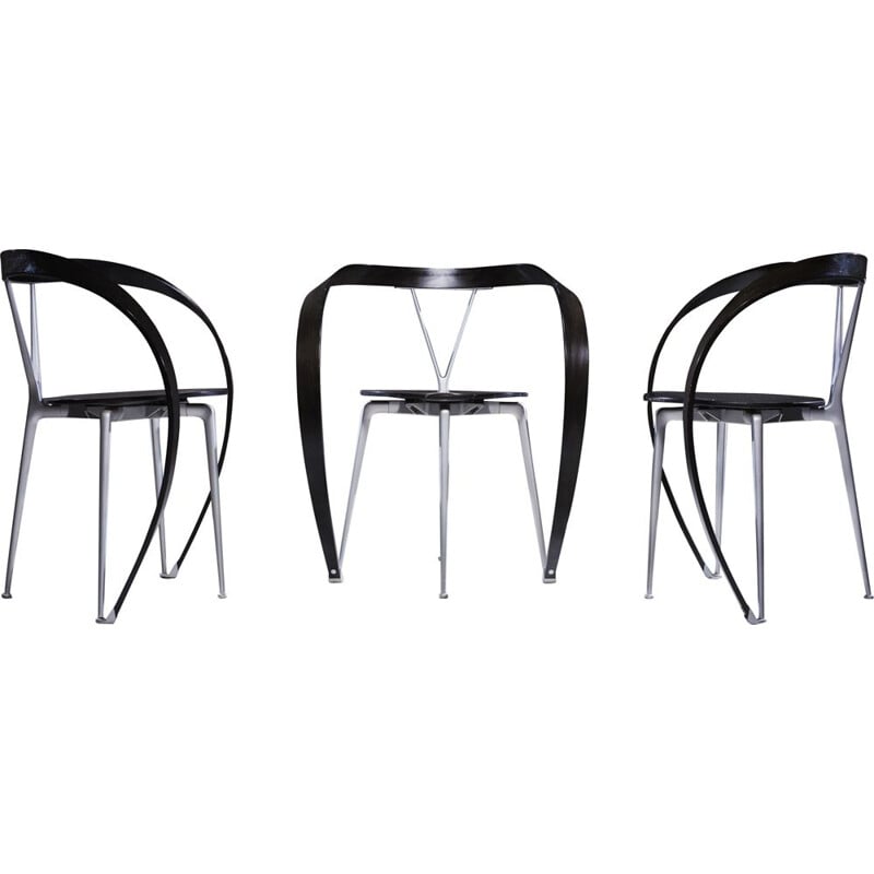 Set of 3 beechwood chairs by Andrea Branzi for Cassina, 1990s