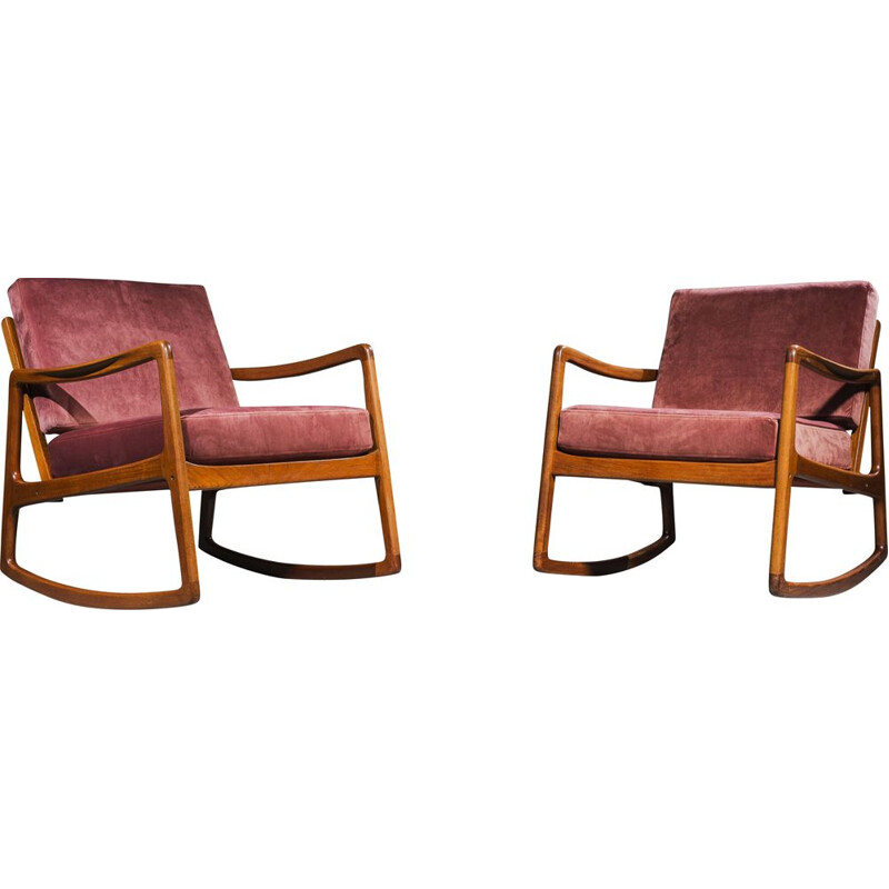 Pair of vintage teak "Senator" rocking chairs by Ole Wanscher for France & Daverkosen, 1951