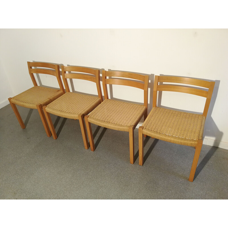 Set of 4 vintage chairs by Jorgen Henrik Moller, 1970s