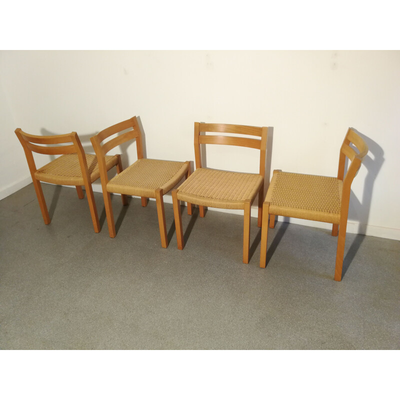 Set of 4 vintage chairs by Jorgen Henrik Moller, 1970s