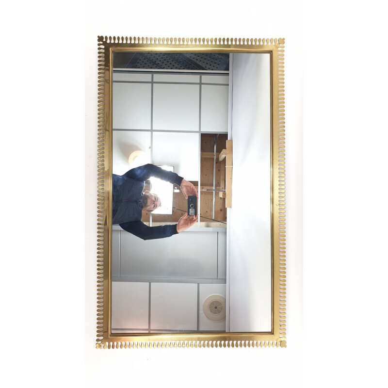 Large brass vintage mirror by Vereinigte Werkstätte, 1950s
