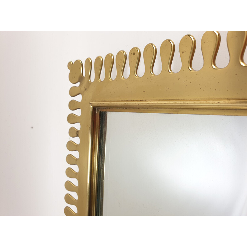 Large brass vintage mirror by Vereinigte Werkstätte, 1950s