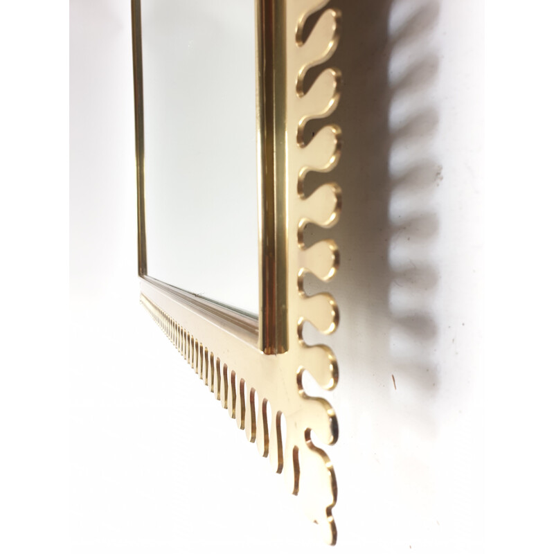 Large brass vintage mirror by Vereinigte Werkstätte, 1950s