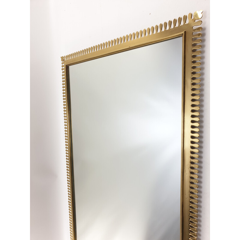 Large brass vintage mirror by Vereinigte Werkstätte, 1950s