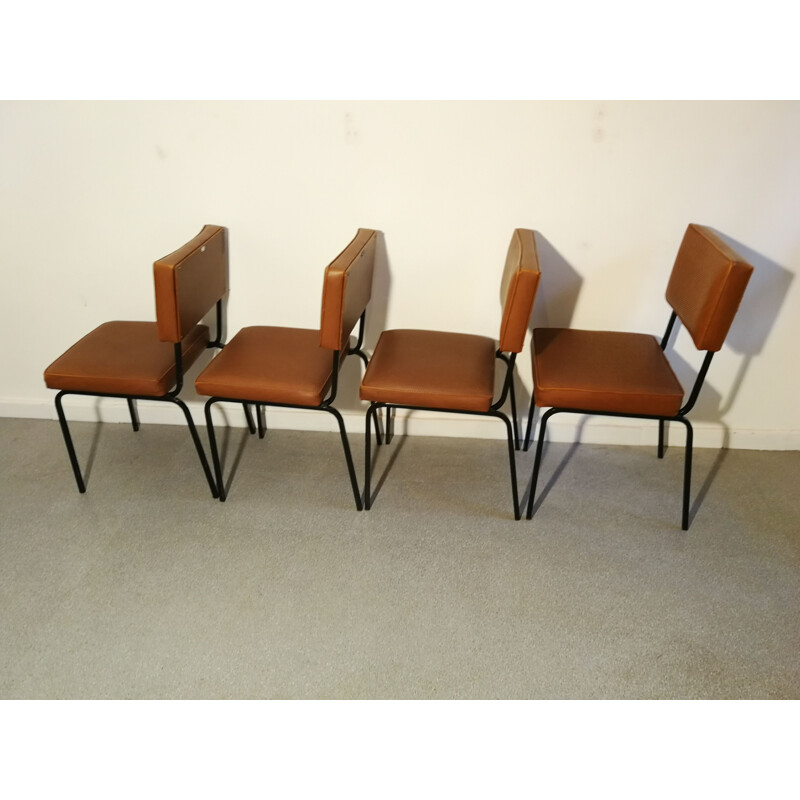 Set of 4 vintage chairs by Cubacier, 1950s