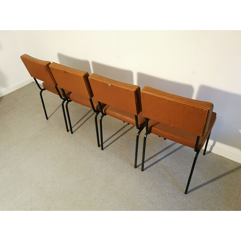 Set of 4 vintage chairs by Cubacier, 1950s