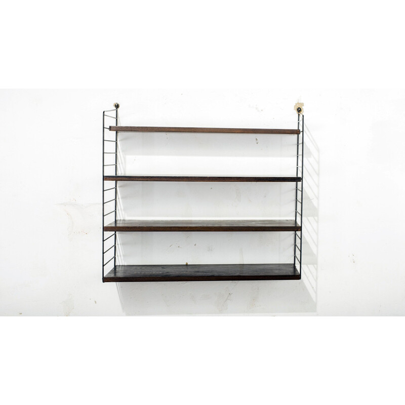 Oak vintage modular wall shelf by Nisse Strinning for String, 1950s