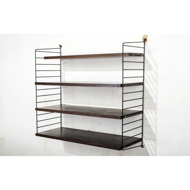 Oak vintage modular wall shelf by Nisse Strinning for String, 1950s