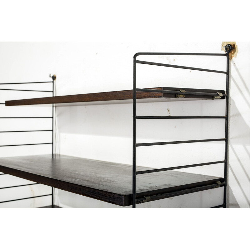 Oak vintage modular wall shelf by Nisse Strinning for String, 1950s