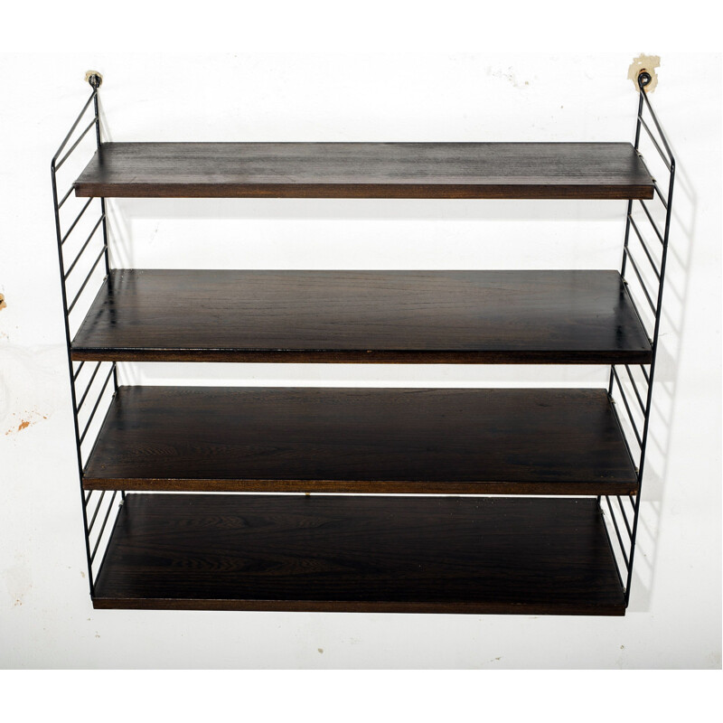 Oak vintage modular wall shelf by Nisse Strinning for String, 1950s