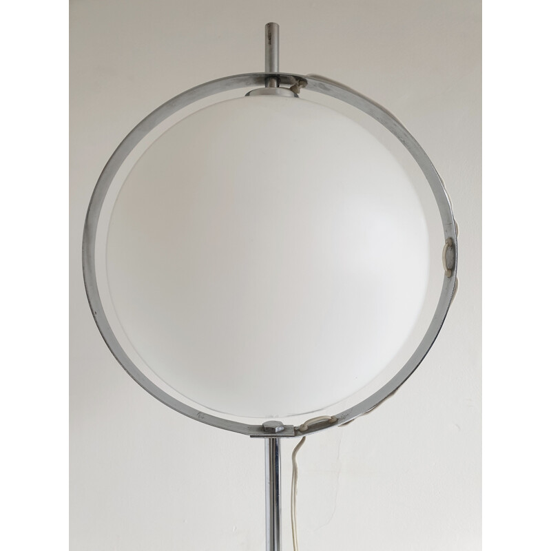 Italian glass and chrome vintage floor lamp, 1970s